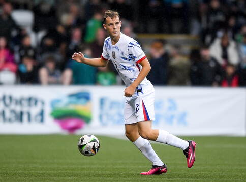 Filip Loftesnes-Bjune of Norway during the UEFA European Under-19 Championship group stage football match between Northern Ireland and Norway on July 21, 2024 in Belfast. 
