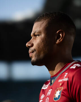 Örgrytes Mikael Dyrestam innan fotbollsmatchen i Superettan mellan Örgryte och IK Oddevold den 29 juli 2024 i Göteborg. 