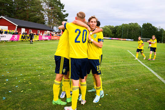 Sveriges Benjamin Brantlind och Emil Sadarangani  jublar