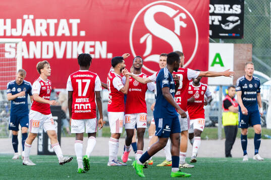 Sandvikens spelare jublar efter 3-0