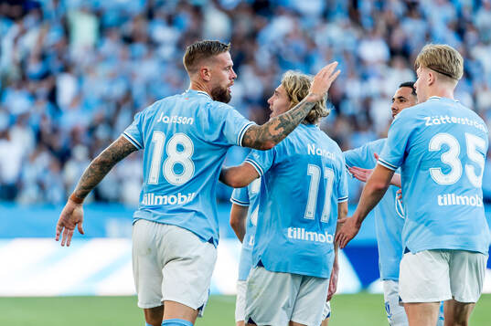 Pontus Jansson of Malmö FF celebrates after 1-0