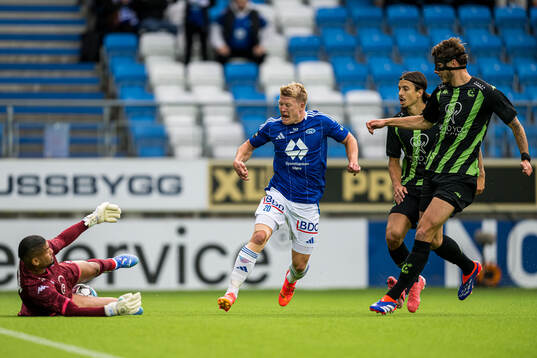 Kristian Eriksen of Molde missing a chance to score