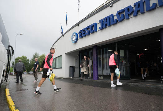 Even Hovland of Häcken ahead of a training session on August 12, 2024 in Tallinn. 
