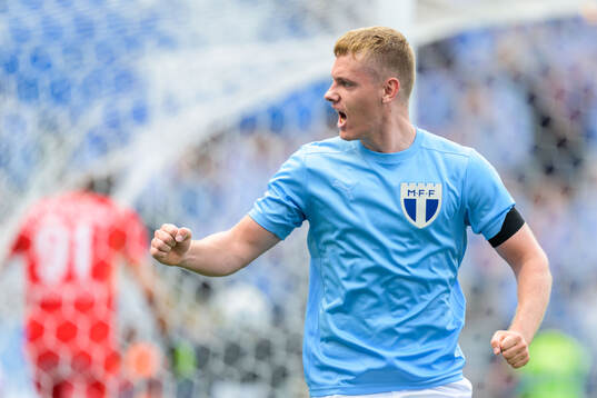 Malmö FFs Sebastian Jörgensen  jublar efter 1-1