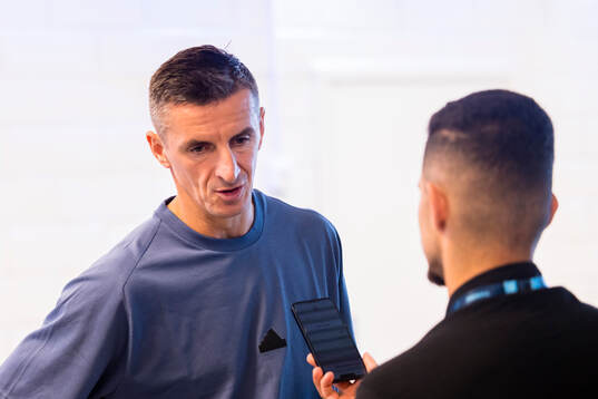 Djurgårdens Haris Radetinac intervjuas