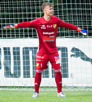 IFK Hässleholms målvakt Alve Lind i matchen i div 2 mellan Högaborgs BK och IFK Hässleholm i Helsingborg 18 augusti 2024.