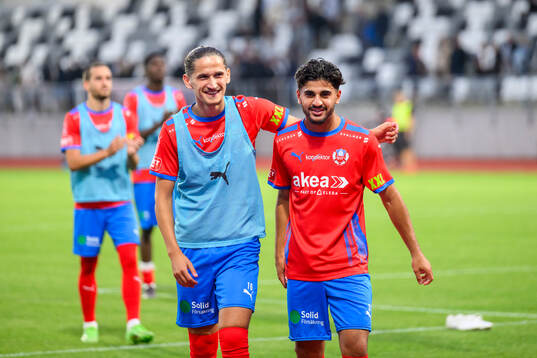 Helsingborgs Ervin Gigovic och Baker Amer  jublar