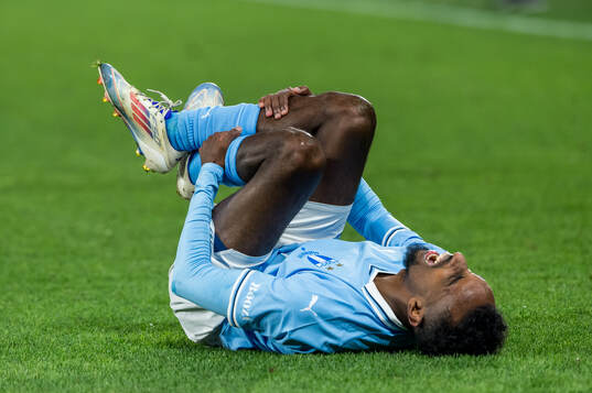 Taha Abdi Ali of Malmö FF in pain