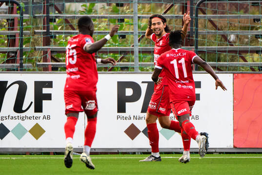 Piteås Jonathan Lundbäck jublar med lagkamrater