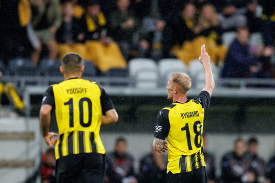 Mikkel Rygaard Jensen of Häcken celebrates after 1-1