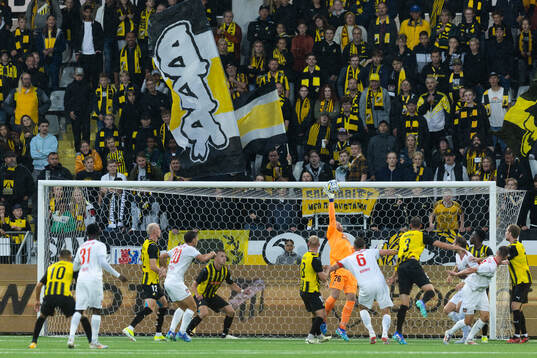 Goalkeeper Peter Abrahamsson of Häcken with a save