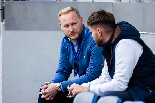 FK Norrköpings ordförande Sakarias Mårdh och IFK Norrköpings Magni Fannberg