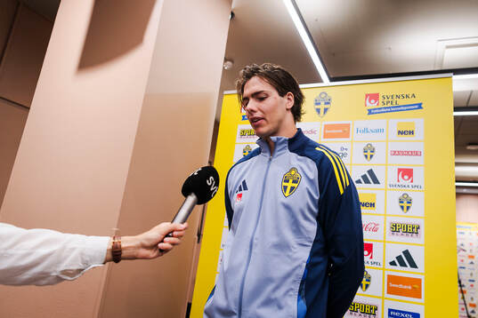 Goalkeeper Jacob Widell Zetterström of the Swedish men's football national team in the mixed zone