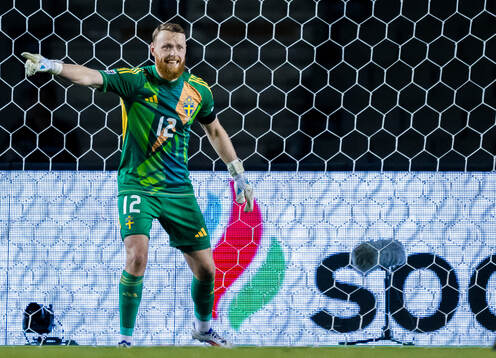 Goalkeeper Viktor Johansson of Sweden