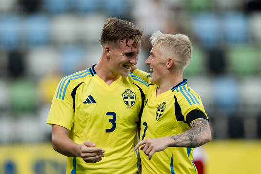 Casper Widell and Melker Widell of Sweden celebrate the 6-0