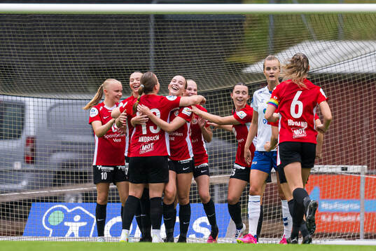 Vilde Vedeler of Arna-Bjørnar celebrates after scoring the 1-0 goal