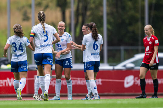 Marie Moen Preus of Kolbotn celebrates after scoring the 1-2 goal