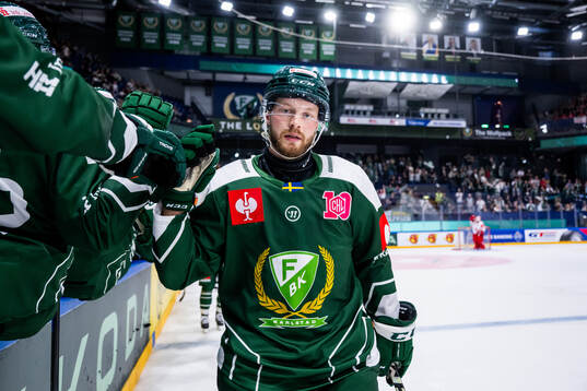 Axel Bergqvist of Färjestad celebrates