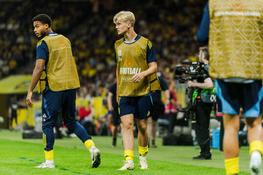 Jens-Lys Michel Cajuste and Lucas Bergvall of Sweden is