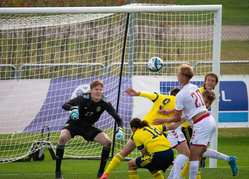 Sveriges målvakt Alexander Sandahl i U20 landskampen mellan Sverige och Danmark i Hässleholm 10 september 2024.
