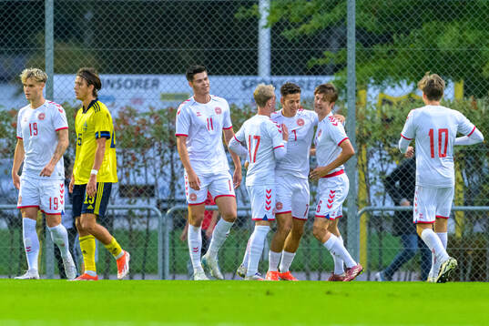 Clement Bischoff of Denmark celebrates 0-2