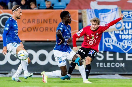 Örebros Victor Backman och Trelleborgs Felix Hörberg och Samuel Asoma