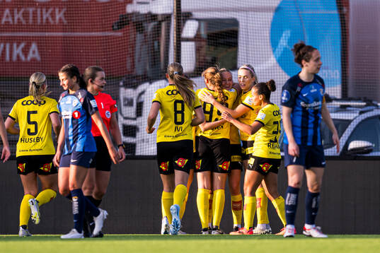 Tonje Erikstein of LSK Kvinner celebrates after scoring the 1-2 goal
