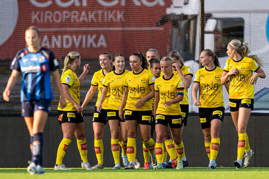Tonje Erikstein of LSK Kvinner celebrates after scoring the 1-2 goal