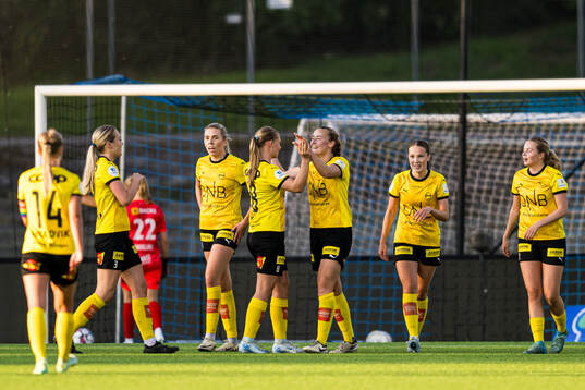 Tonje Erikstein of LSK Kvinner celebrates after scoring the 1-3 goal