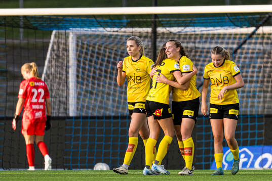 Tonje Erikstein of LSK Kvinner celebrates after scoring the 1-3 goal