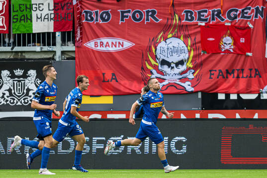Loris Mettler of Sandefjord celebrates after scoring the 2-1 goal