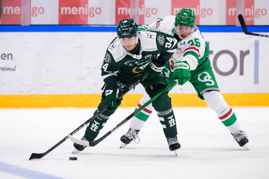 Färjestads Michael Lindqvist och Rögles Axel Smeds