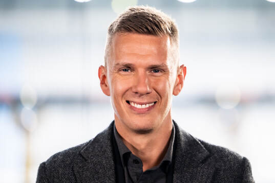 Pontus Wernbloom in the broadcaster ESPN studio ahead of the UEFA Europa League football match between Malmö FF and Rangers on September 26, 2024 in Malmö. 