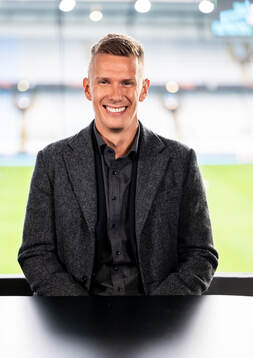 Pontus Wernbloom in the broadcaster ESPN studio ahead of the UEFA Europa League football match between Malmö FF and Rangers on September 26, 2024 in Malmö. 