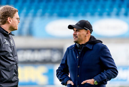 Trelleborgs tränare Joakim Felldin och Djurgårdens tränare Marcelo Fernandez