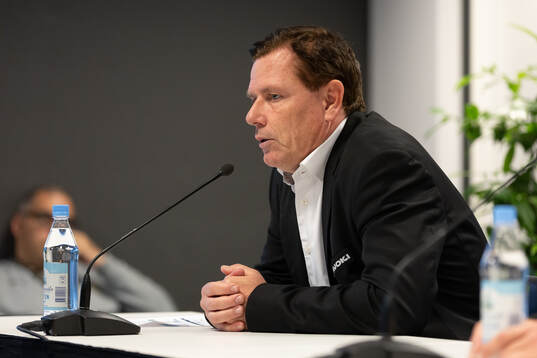 Sirius tränare Christer Mattiasson på presskonferensen