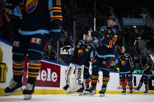 Djurgårdens målvakt Hugo Hävelid jublar