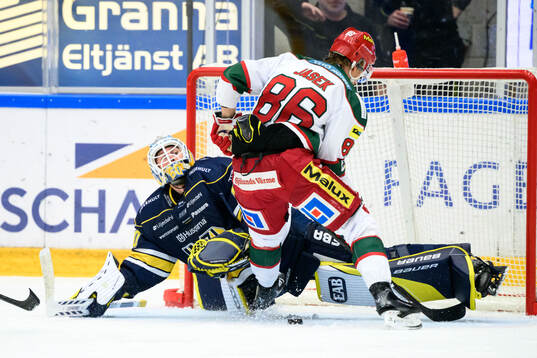 HV71s målvakt Hugo Alnefelt och MoDos Lukas Jasek