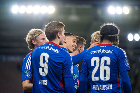 Jones El-Abdellaoui of Vålerenga celebrates after scoring the 1-0 goal