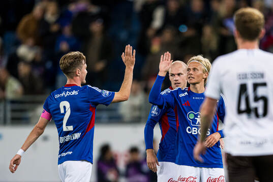 Carl Lange of Vålerenga celebrates after scoring the 2-0 goal