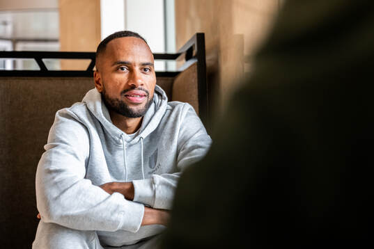 Isaac Kiese Thelin of Malmö FF is being interviewed