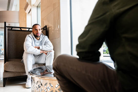 Isaac Kiese Thelin of Malmö FF is being interviewed