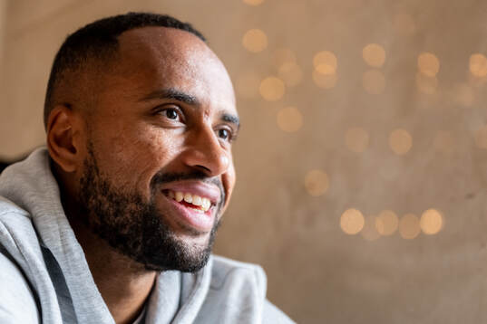Isaac Kiese Thelin of Malmö FF is being interviewed