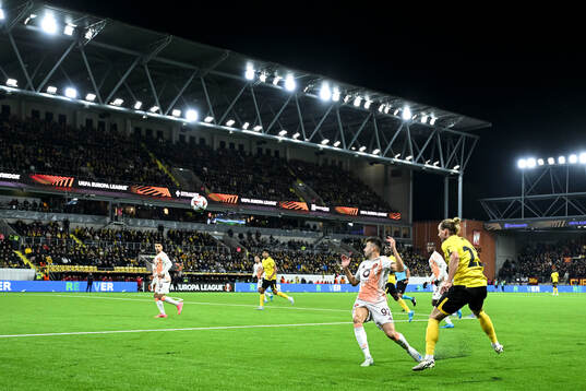 Stephan El Shaarawy of Roma and Niklas Hult of Elfsborg
