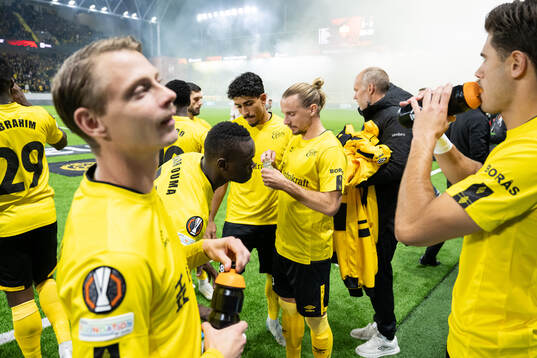 Players of Elfsborg ahead of the UEFA Europa League between Elfsborg and Roma on October 3, 2024 in Borås. 