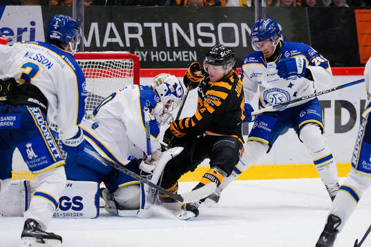 Leksands målvakt Mantas Armalis och Patrik Norén