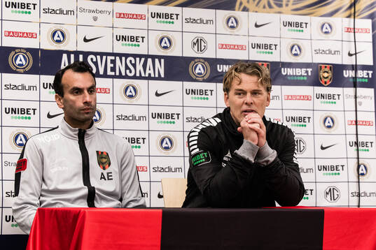 Brommapojkarnas tränare Andreas Engelmark och GAIS