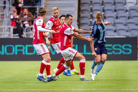 Kalmars Melker Hallberg och Djurgårdens Rasmus Schuller