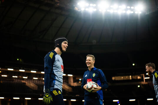 Goalkeeper Jacob Widell Zetterström and goalkeeper coach