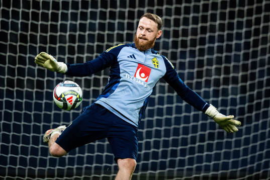 Goalkeeper Viktor Johansson of the Swedish men's football